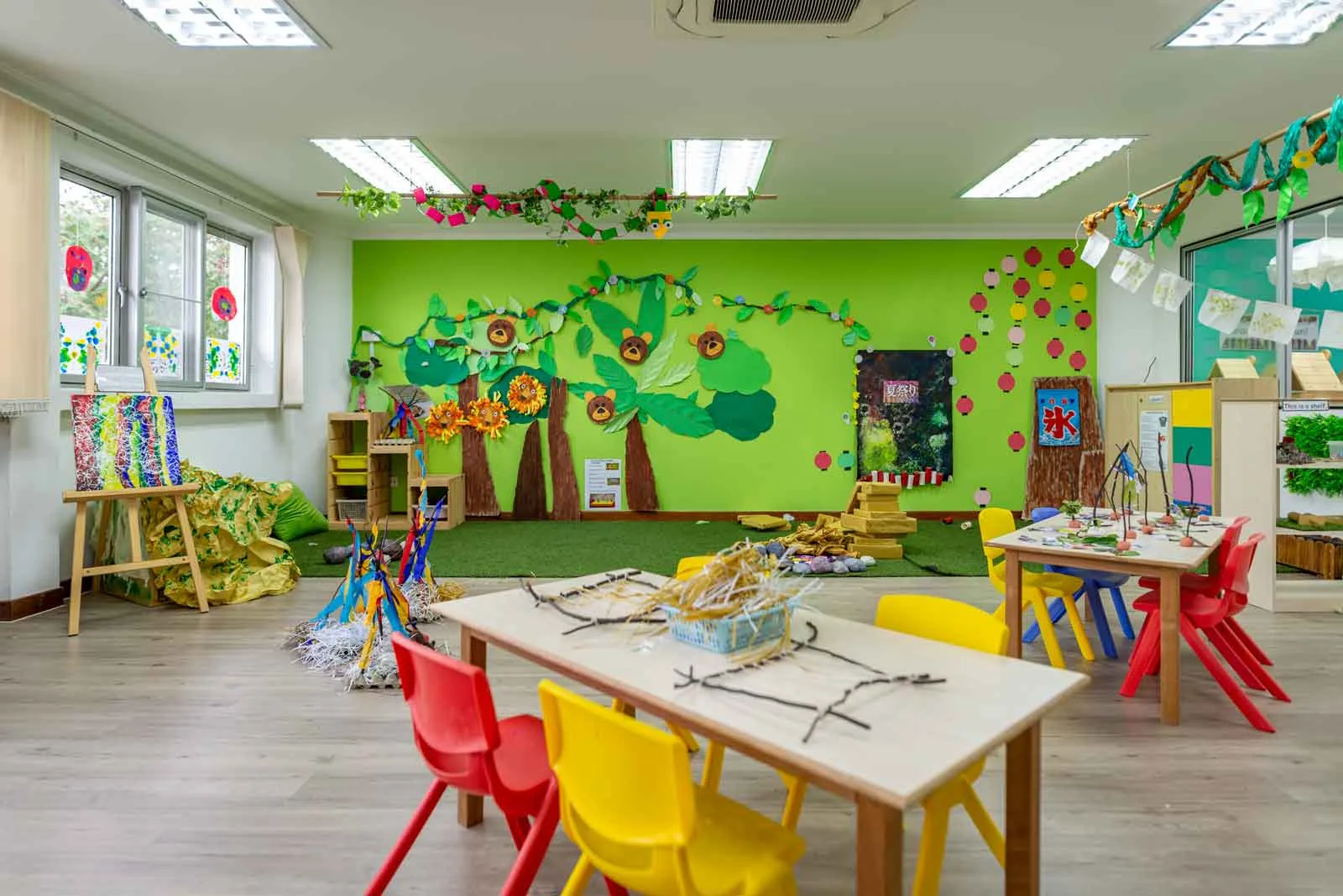 Bright, nature-themed classroom at Pegasus International Preschool in Novena